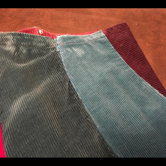 Reclaimed, recycled corduroy twirl, scalloped Boho skirt. - Picture 3 of 4